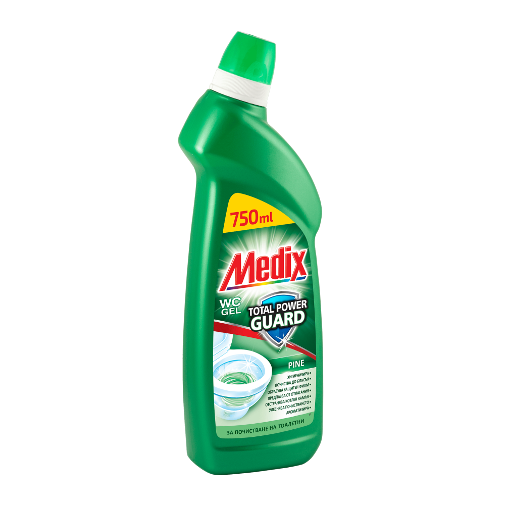 МЕДИКС WC GEL PINE почистващ препарат за тоалетни 750 мл - За баня и WC МЕДИКС WC GEL PINE почистващ препарат за тоалетни 750 мл - За баня и WC