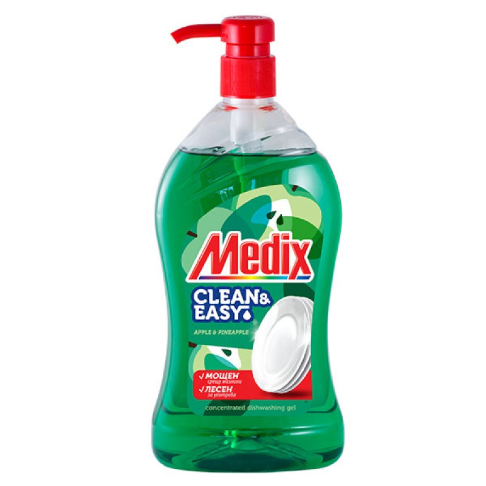 МЕДИКС CLEAN&EASY APPLE & PINEAPPLE концентриран препарат за съдове с помпа 800 мл - За кухня