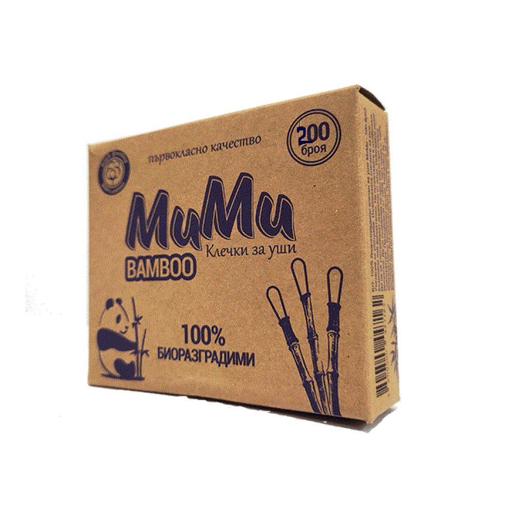 МИМИ BAMBOO клечки за уши 100% биоразградими x 200 бр