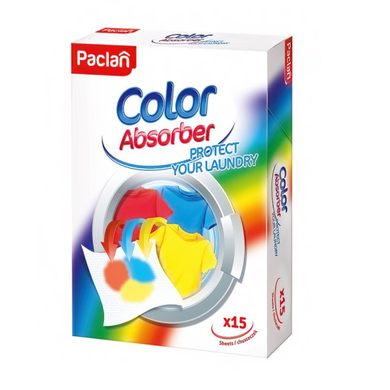 ПАКЛАН COLOR ABSORBER цветоулавящи кърпички при пране на цветни тъкани х 15 бр