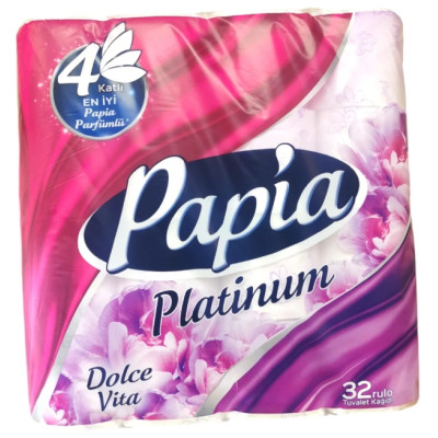 ПАПИЯ ТОАЛЕТНА ХАРТИЯ PLATINUM DOLCE VITA /4 пласта/ х 32 бр