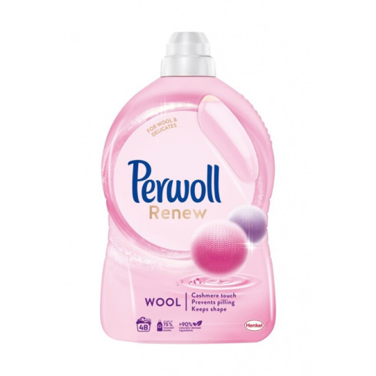 ПЕРВОЛ RENEW WOOL ВЪЛНА специализиран течен перилен препарат гел /48 пранета/ 2.88 л