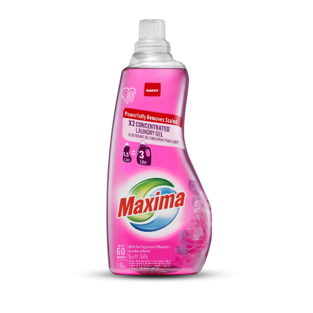 САНО MAXIMA X2 LAUNDRY GEL SOFT SILK Концентриран гел за пране /60 пранета/ 1.5 л - Перилни препарати