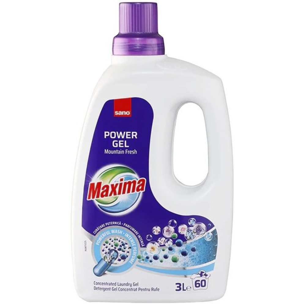 САНО MAXIMA POWER GEL MOUNTAIN FRESH гел за пране ПЛАНИНСКА СВЕЖЕСТ /60 пранета/ 3л - Перилни препарати