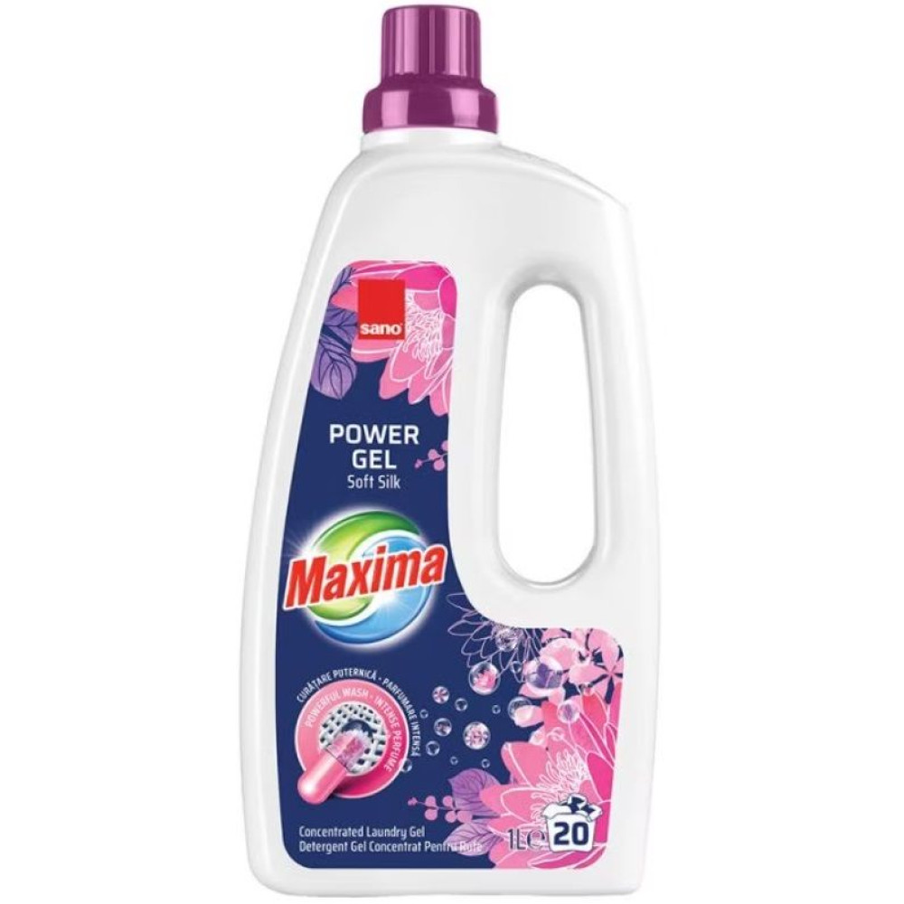 САНО MAXIMA POWER GEL SOFT SILK гел за пране МЕКА КОПРИНА /20 пранета/ 1 л - Перилни препарати САНО MAXIMA POWER GEL SOFT SILK гел за пране МЕКА КОПРИНА /20 пранета/ 1 л - Перилни препарати