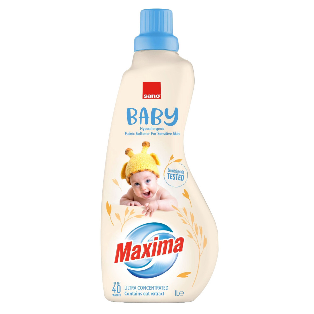 САНО MAXIMA BABY HYPOALLERGENIC концентриран омекотител за чувствителна кожа /40 пранета/ 1 л - Перилни препарати