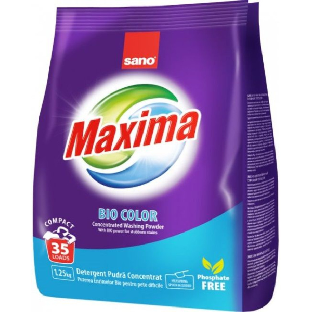 САНО MAXIMA BIO COLOR прах за пране за цветни дрехи /35 пранета/ 1.25 кг - Перилни препарати