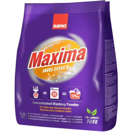 САНО MAXIMA JAVEL EFFECT прах за пране за бели и цветни дрехи /35 пранета/ 1.25 кг