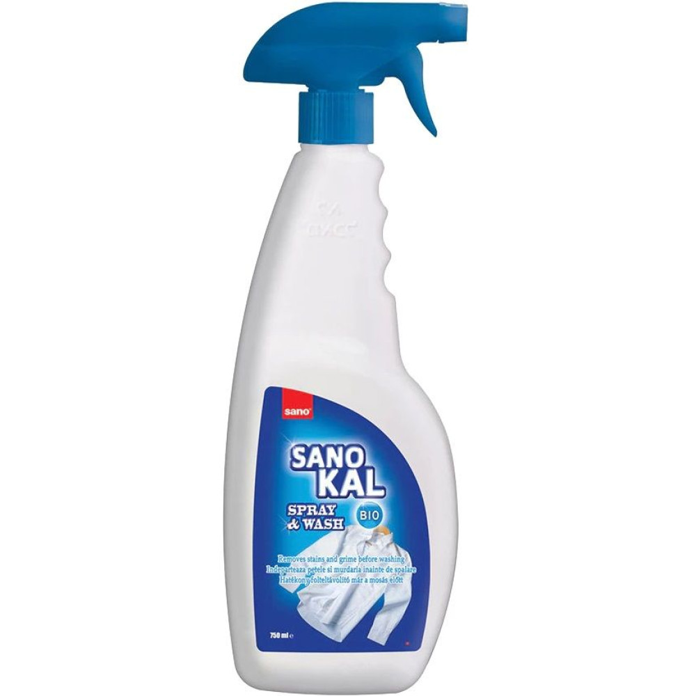 САНО SANOKAL SPRAY & WASH спрей за премахване на петна от дрехи преди пране 750 мл - Перилни препарати