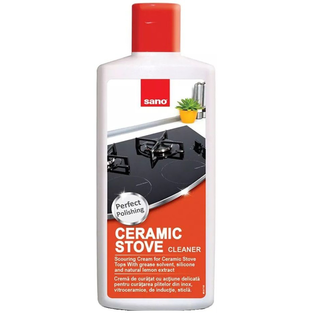 САНО CERAMIC STOVE CLEANER препарат за почистване на стъклокерамика и инокс крем 300 мл - Почистващи препарати