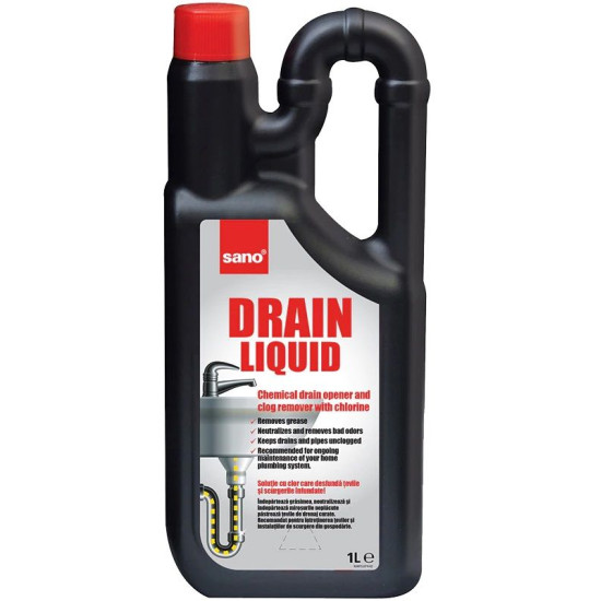 САНО DRAIN LIQUID течен препарат за отпушване на канали разтвор 1 л