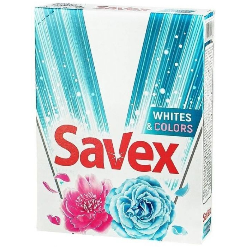 САВЕКС WHITE & COLORS прахообразен перилен препарат за бели и цветни тъкани 300 гр /3 пранета/ - Перилни препарати