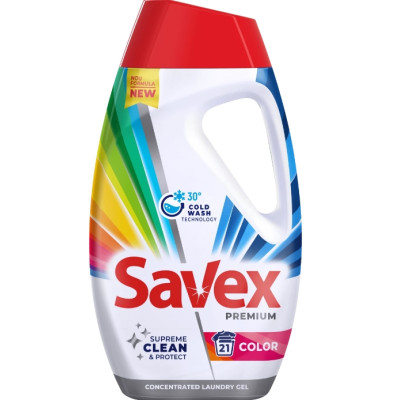 САВЕКС PREMIUM COLOR SUPREME GLEAN & PROTECT гел за пране на цветни тъкани при ниска температура 0.945 л /21 пранета/