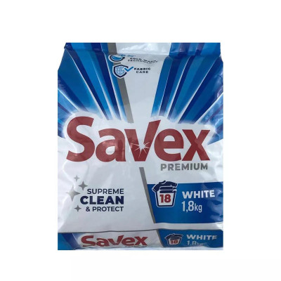 САВЕКС WHITE прахообразен перилен препарат за бели тъкани 1.8 кг /18 пранета/