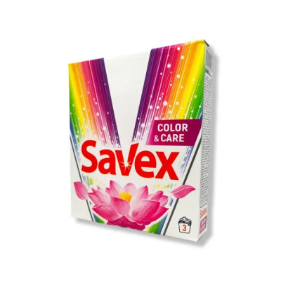 САВЕКС COLOR & CARE прахообразен перилен препарат за цветни тъкани 300 гр /3 пранета/