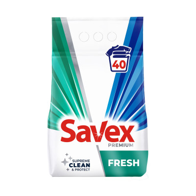 САВЕКС FRESH прахообразен перилен препарат за бели и цветни тъкани 4 кг /40 пранета/