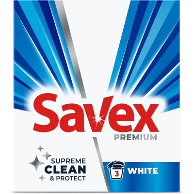САВЕКС WHITE прахообразен перилен препарат за бели тъкани 300 гр /3 пранета/