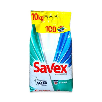 САВЕКС FRESH прахообразен перилен препарат за бели и цветни тъкани 10 кг /100 пранета/