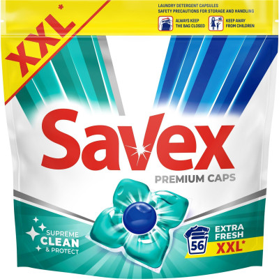 САВЕКС SUPREME CLEAN & PROTECT EXTRA FRESH капсули за пране х 56 бр