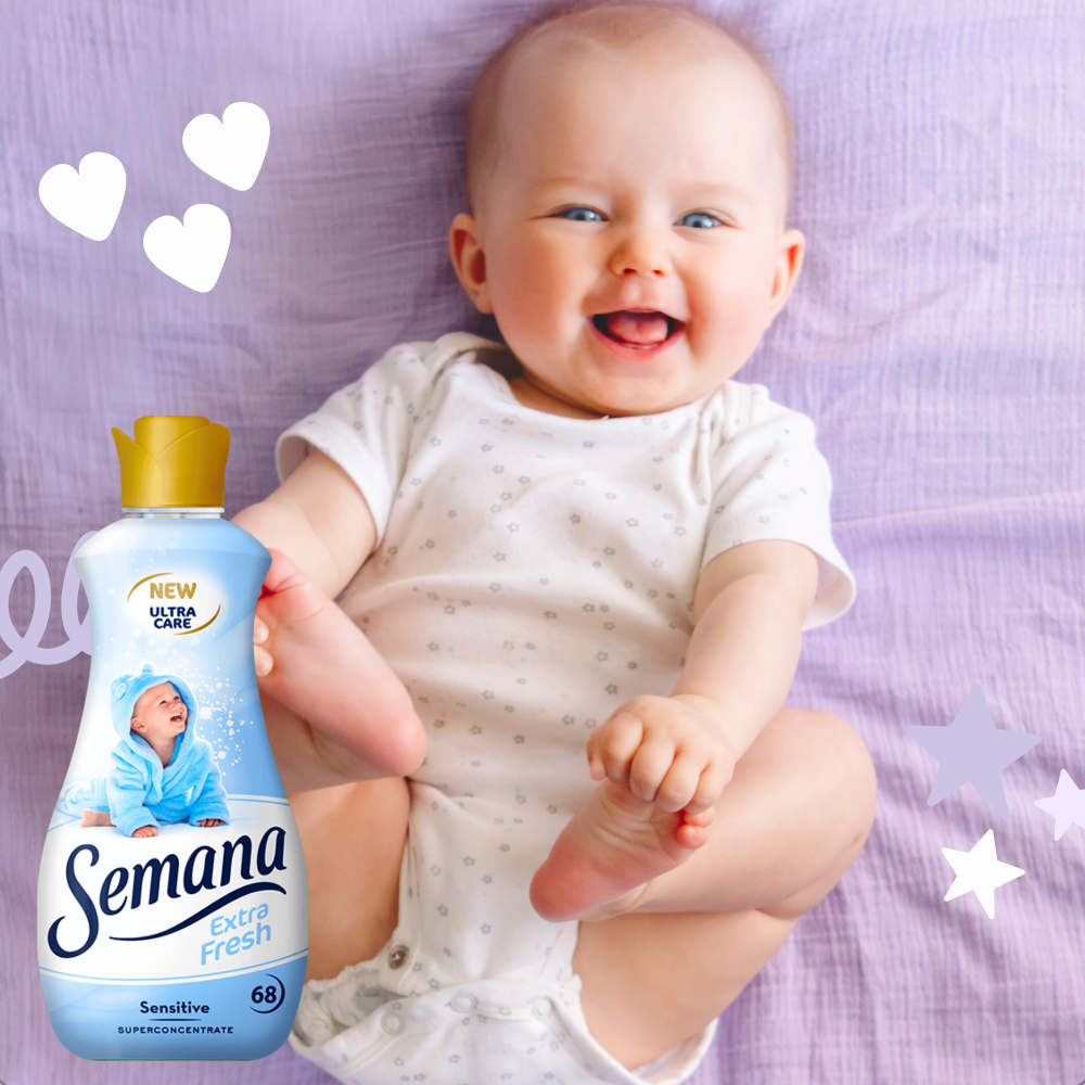 СЕМАНА EXTRA FRESH SENSITIVE суперконцентриран омекотител 1.7 л /68 пранета/ - Перилни препарати