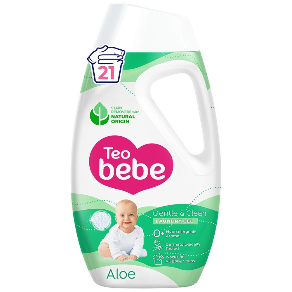 ТЕО БЕБЕ GENTLE & CLEAN ALOE течен перилен препарат с аромат на Алое 0,945 л /21 пранета/ - Перилни препарати