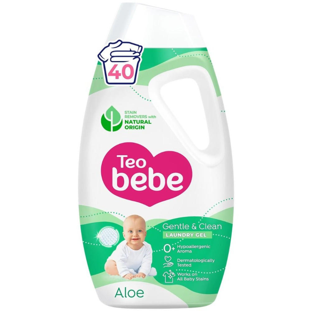 ТЕО БЕБЕ GENTLE & CLEAN ALOE течен перилен препарат с аромат на Алое 1,8 л /40 пранета/ - Перилни препарати