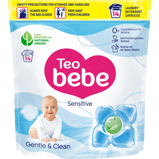 TEO BEBE GENTLE & CLEAN SENSITIVE капсули за пране 266 г /14 пранета/