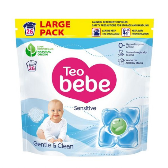 TEO BEBE GENTLE & CLEAN SENSITIVE капсули за пране 494 г /26 пранета/