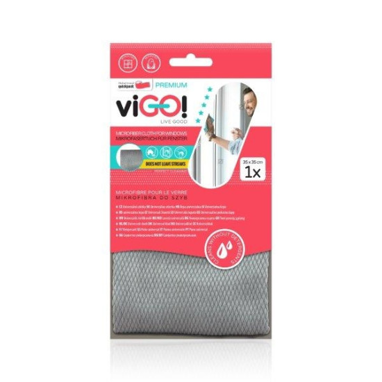 ВИГО PREMIUM микрофибърна кърпа за ПРОЗОРЦИ /35 см х 35 см/ х 1 бр