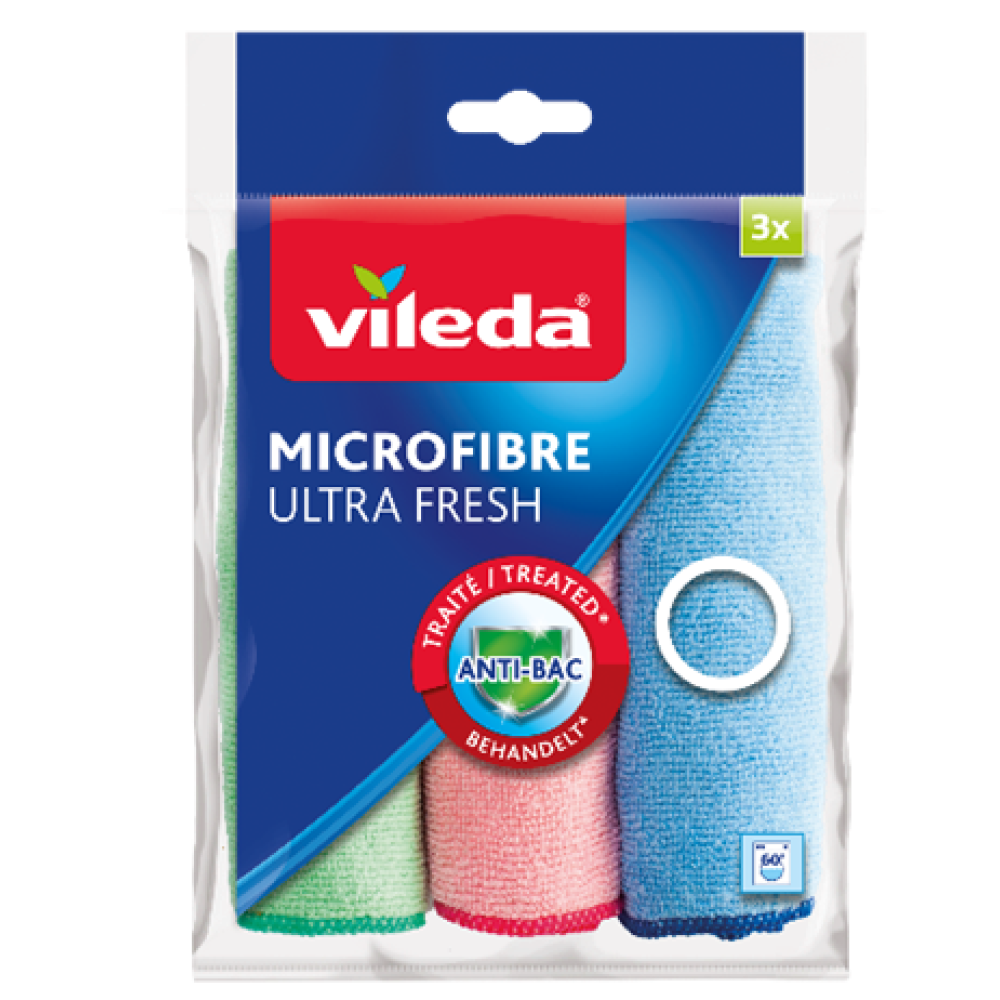 ВИЛЕДА ULTRA FRESH МИКРОФИБЪРНА КЪРПА ЗА ПОЧИСТВАНЕ х 3 бр