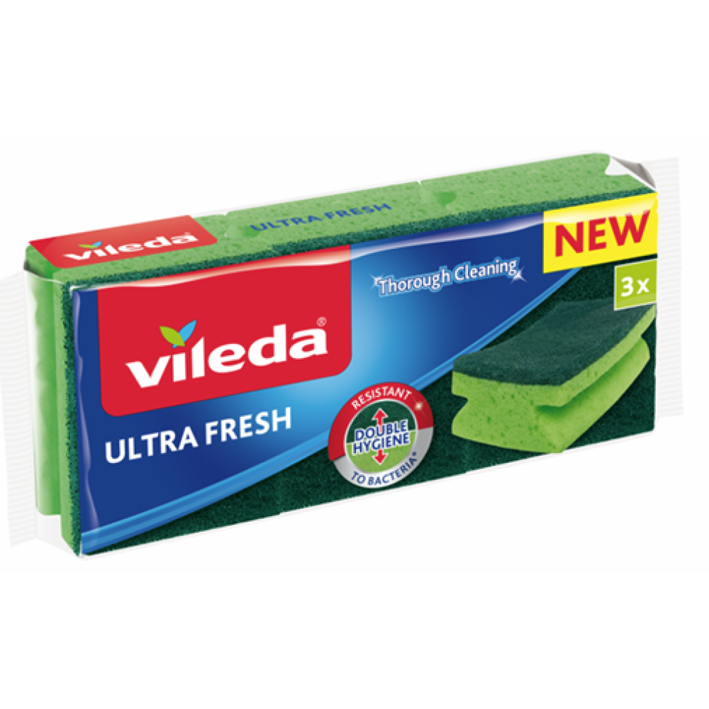 ВИЛЕДА ULTRA FRESH ANTI-BAC кухненска гъба с абразивно и антибактериално покритие х 3 бр - Домашни потреби