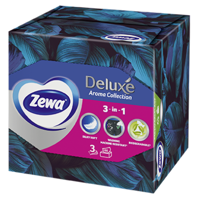 ЗЕВА DELUXE DESIGN AROMA COLLECTION ароматизирани кърпи за лице 3 слоя кутия х 60 бр ЗЕВА DELUXE DESIGN AROMA COLLECTION ароматизирани кърпи за лице 3 слоя кутия х 60 бр