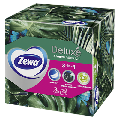 ЗЕВА DELUXE DESIGN AROMA COLLECTION ароматизирани кърпи за лице 3 слоя кутия х 60 бр