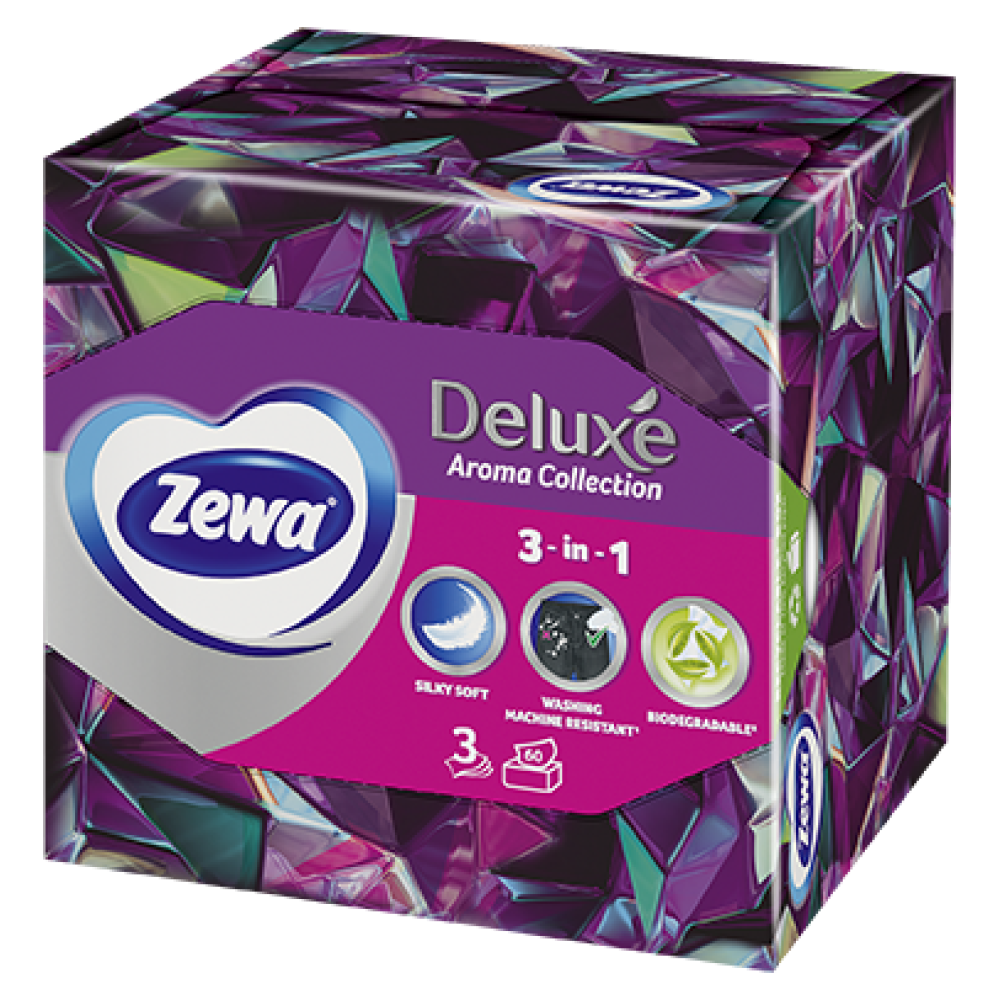 ЗЕВА DELUXE DESIGN AROMA COLLECTION ароматизирани кърпи за лице 3 слоя кутия х 60 бр - Лични предпазни средства ЗЕВА DELUXE DESIGN AROMA COLLECTION ароматизирани кърпи за лице 3 слоя кутия х 60 бр - Лични предпазни средства