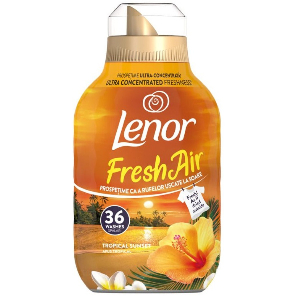 ЛЕНОР FRESH AIR ултра омекотител TROPICAL SUNSET 504 мл /36 пранета/ - Перилни препарати