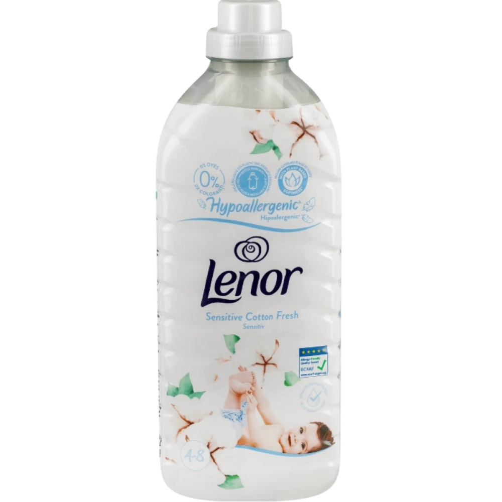ЛЕНОР HYPOALLERGENIC SENSITIVE Cotton Fresh омекотител 1200 мл /48 пранета/ - Перилни препарати ЛЕНОР HYPOALLERGENIC SENSITIVE Cotton Fresh омекотител 1200 мл /48 пранета/ - Перилни препарати