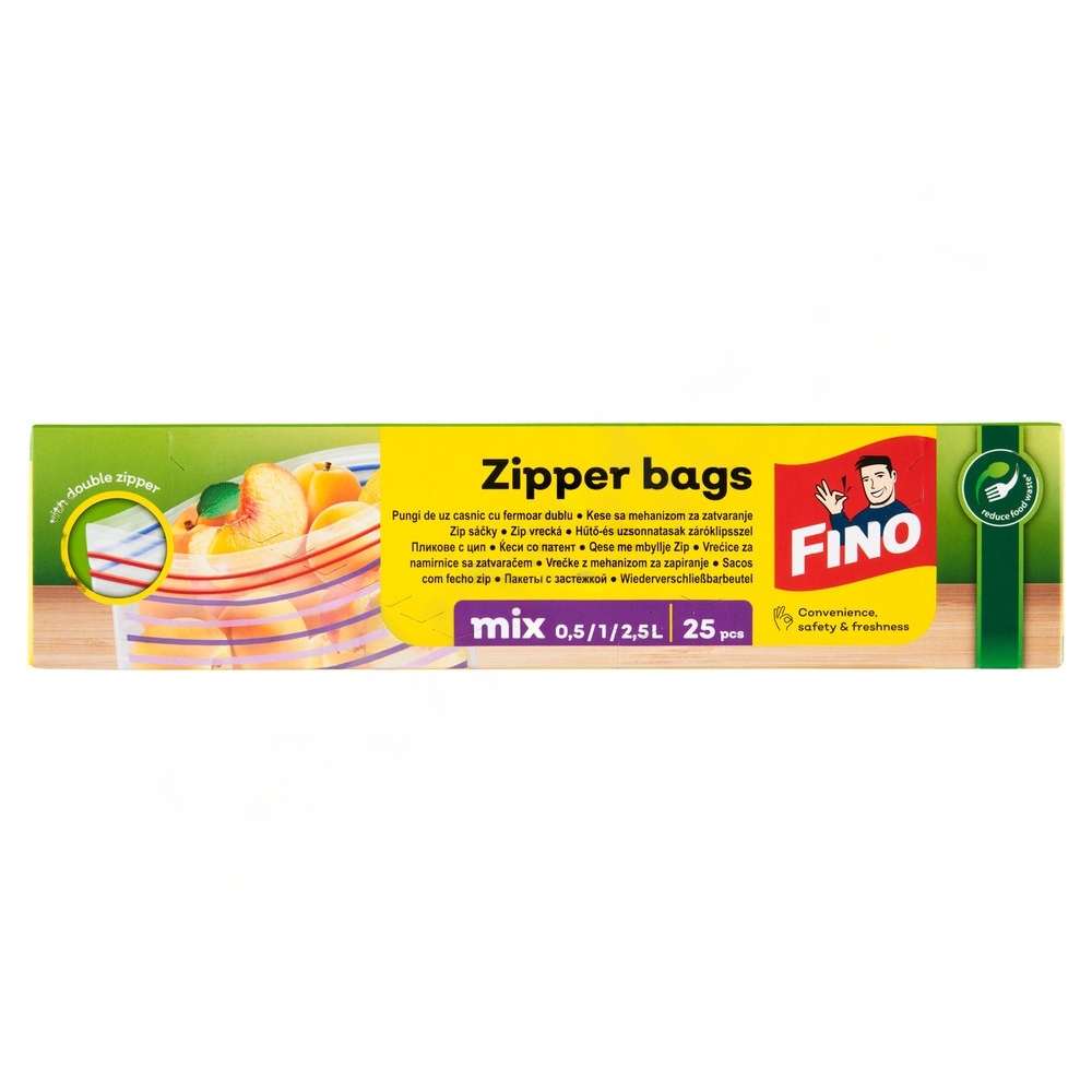 ФИНО ZIPPER BAGS пликове с цип за съхранение на храна MIX 0.5/1/2.5 л х 25 бр - Домашни потреби ФИНО ZIPPER BAGS пликове с цип за съхранение на храна MIX 0.5/1/2.5 л х 25 бр - Домашни потреби