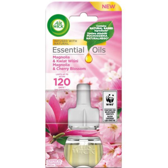 AIR WICK ESSENTIAL OILS пълнител МАГНОЛИЯ И ЧЕРЕШОВ ЦВЯТ 19 мл