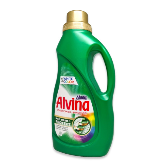 АЛВИНА PRO WASH&PROTECT WHITE & COLOR концентриран перилен препарат за бели и цветни тъкани 900 мл /17 пранета/