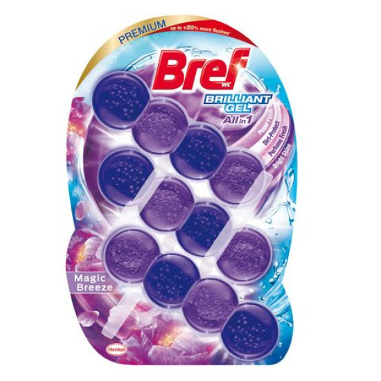 БРЕФ BRILLIANT GEL MAGIC BREEZE Магичен Бриз тоалетно блокче гел 3 бр х 42 г