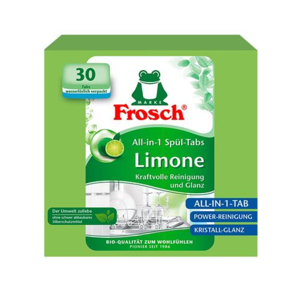 ФРОШ All in 1 Таблетки за съдомиялна Зелен Лимон 540 гр, 30 бр - За съдомиялна