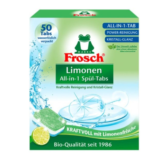 FROSCH All in 1 таблетки за съдомиялна Зелен Лимон 900 г 50 бр