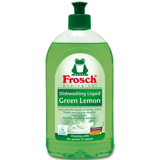 FROSCH DISHWASHING LIQUID GREEN LEMON Течен препарат за миене на съдове Зелен Лимон 500 мл