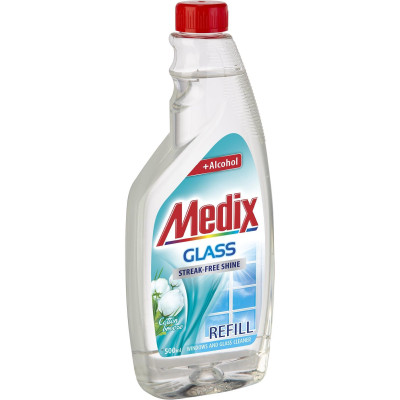 МЕДИКС GLASS препарат за почистване на стъкла и гладки повърхности с аромат на ПАМУК, пълнител 500 мл