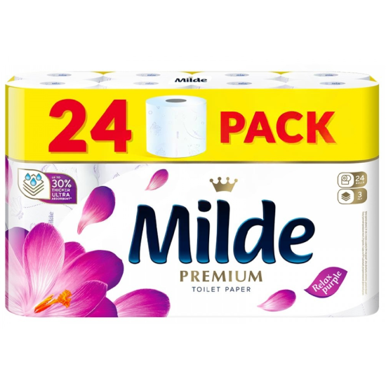 ТОАЛЕТНА ХАРТИЯ МИЛДЕ PREMIUM RELAX PURPLE х 24 бр