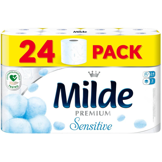 ТОАЛЕТНА ХАРТИЯ МИЛДЕ PREMIUM SENSITIVE х 24 бр