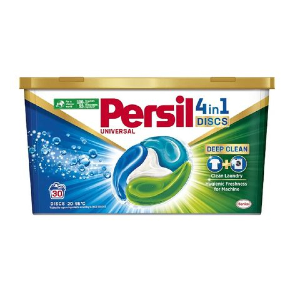ПЕРСИЛ Discs Universal ДИСК 4в1 БЯЛО концентриран перилен препарат на дози 30 бр х 25 гр - Перилни препарати