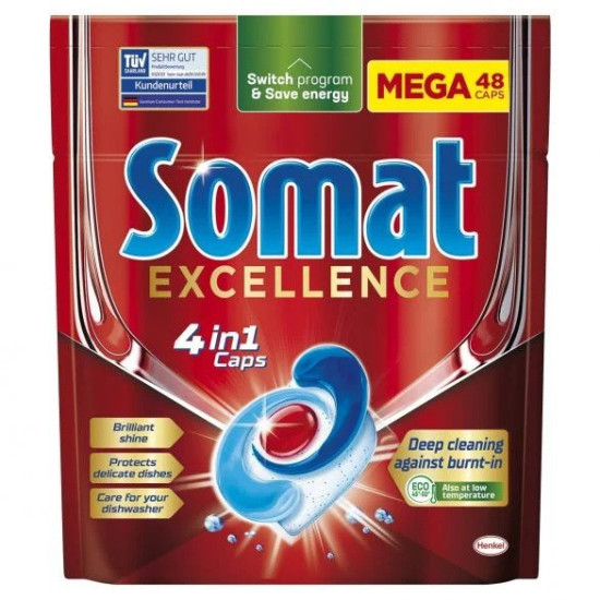 СОМАТ EXCELLENCE 4in1 капсули за съдомиялна машина х 48 бр | Аптека Феникс