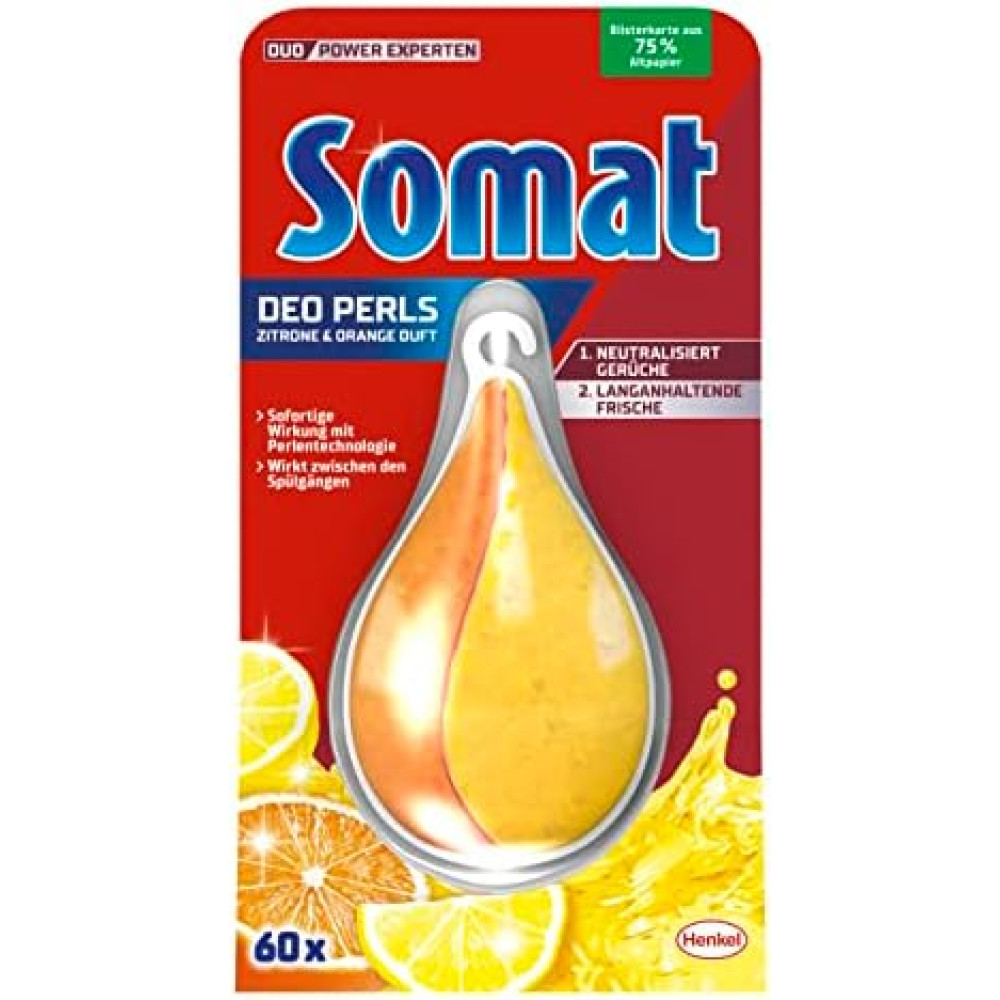 СОМАТ DEO PERLS Lemon Лимон ароматизатор за съдомиялна машина 60 цикъла 17 гр - За съдомиялна
