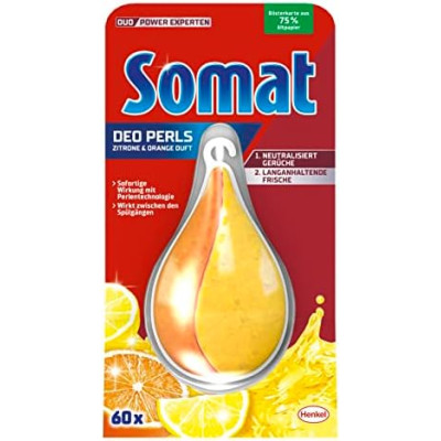 СОМАТ DEO PERLS Lemon Лимон ароматизатор за съдомиялна машина 60 цикъла 17 гр